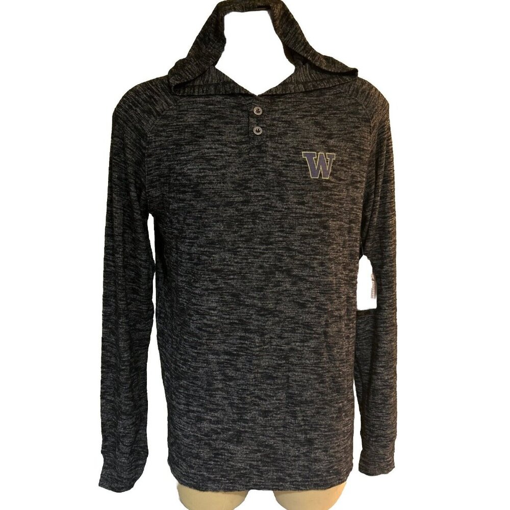 New WASHINGTON HUSKIES Men's Gray Athletic Hoodie Logo Hooded Sweater L